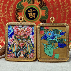 Thangka painting “Zakiram” pure hand-painted, double-sided color, ore pigments, symbolizing the bringing of wealth
