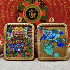 Thangka painting “Zakiram” pure hand-painted, double-sided color, ore pigments, symbolizing the bringing of wealth