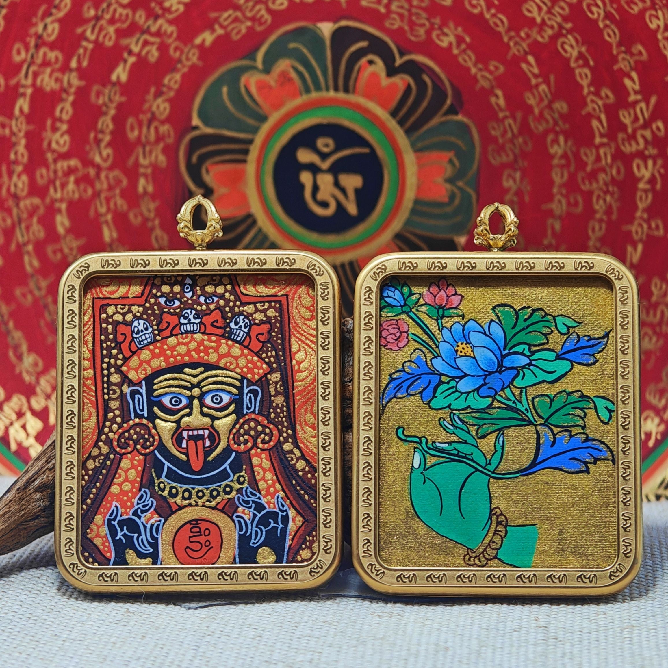 Thangka painting “Zakiram” pure hand-painted, double-sided color, ore pigments, symbolizing the bringing of wealth