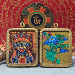 Thangka painting “Zakiram” pure hand-painted, double-sided color, ore pigments, symbolizing the bringing of wealth