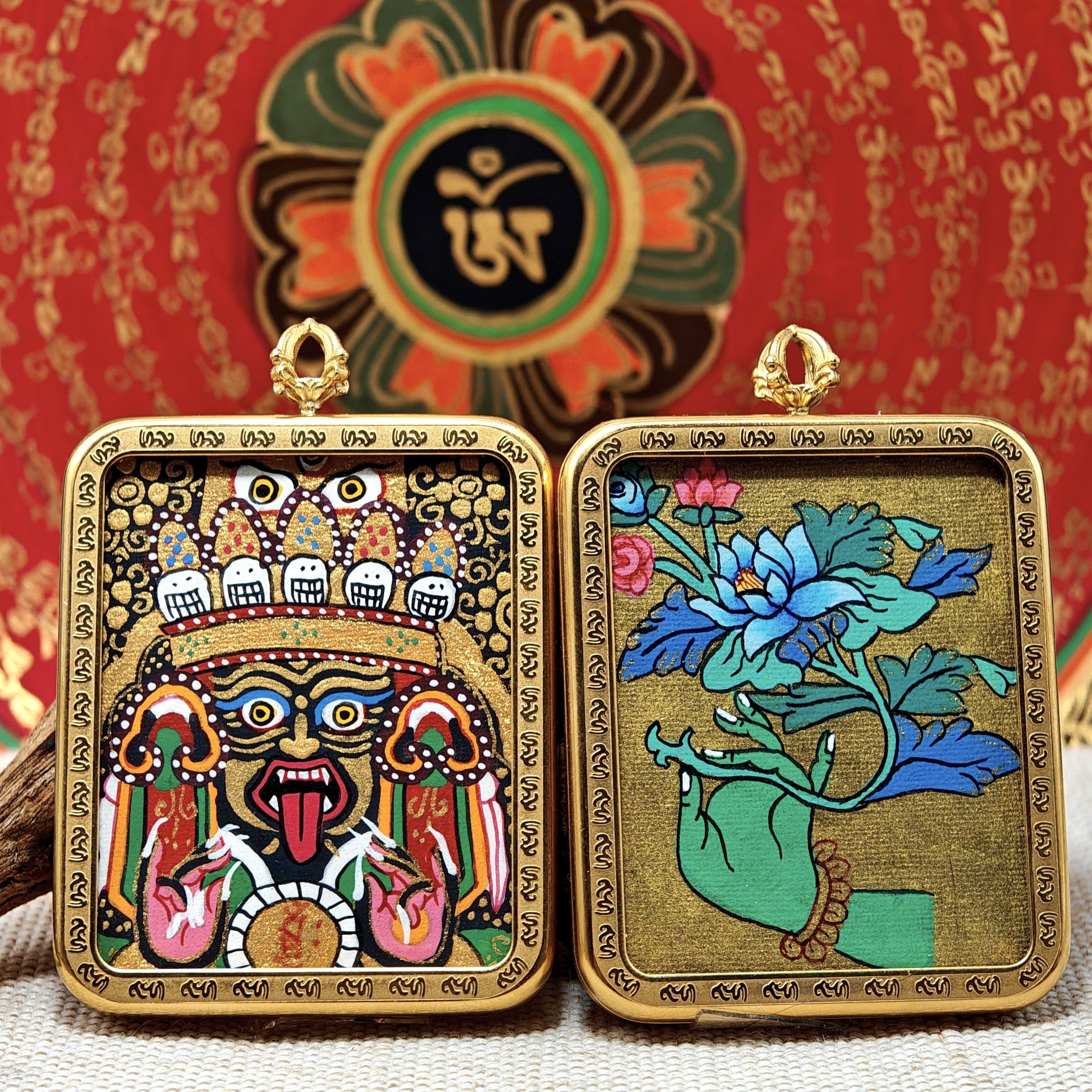 Thangka painting “Zakiram” pure hand-painted, double-sided color, ore pigments, symbolizing the bringing of wealth
