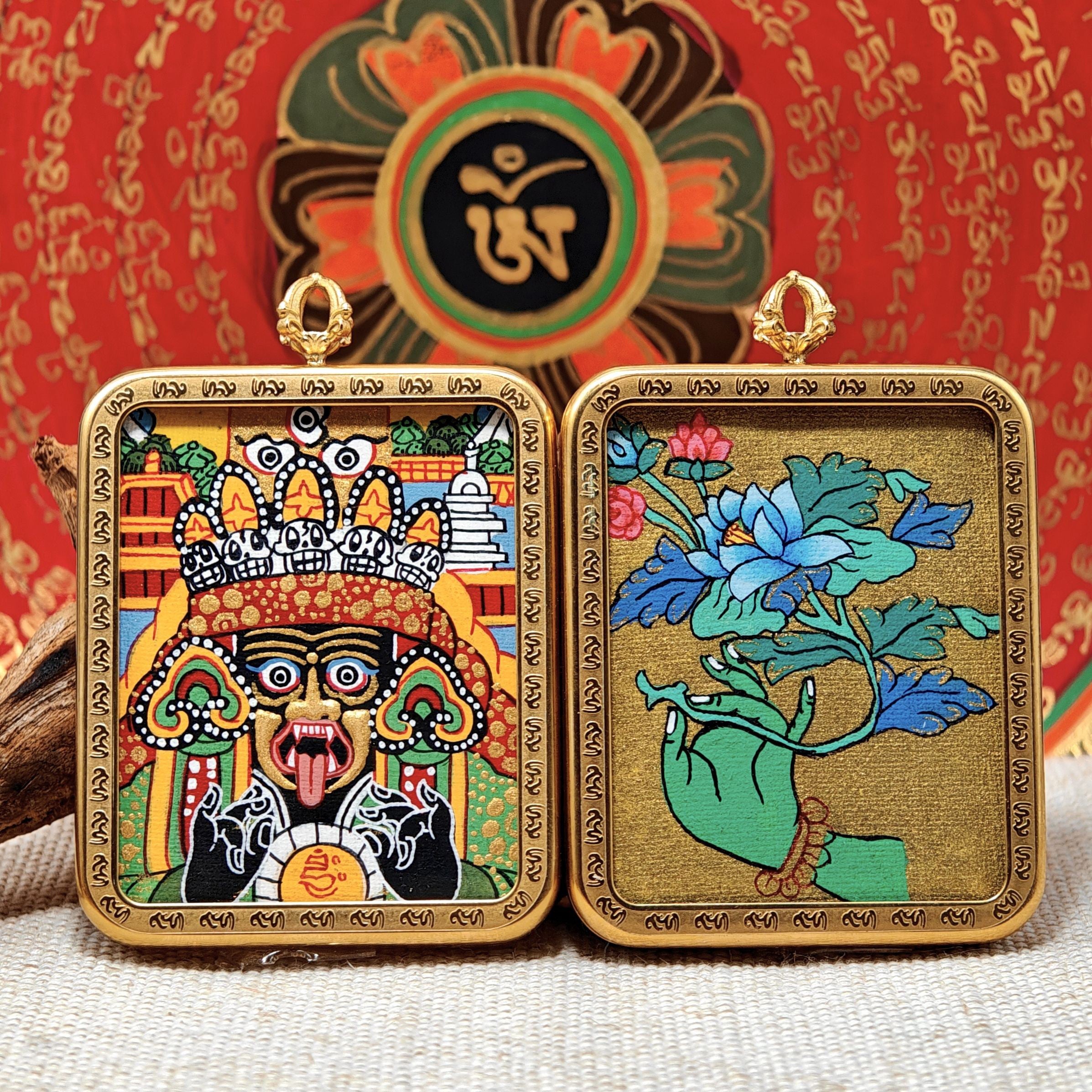 Thangka painting “Zakiram” pure hand-painted, double-sided color, ore pigments, symbolizing the bringing of wealth