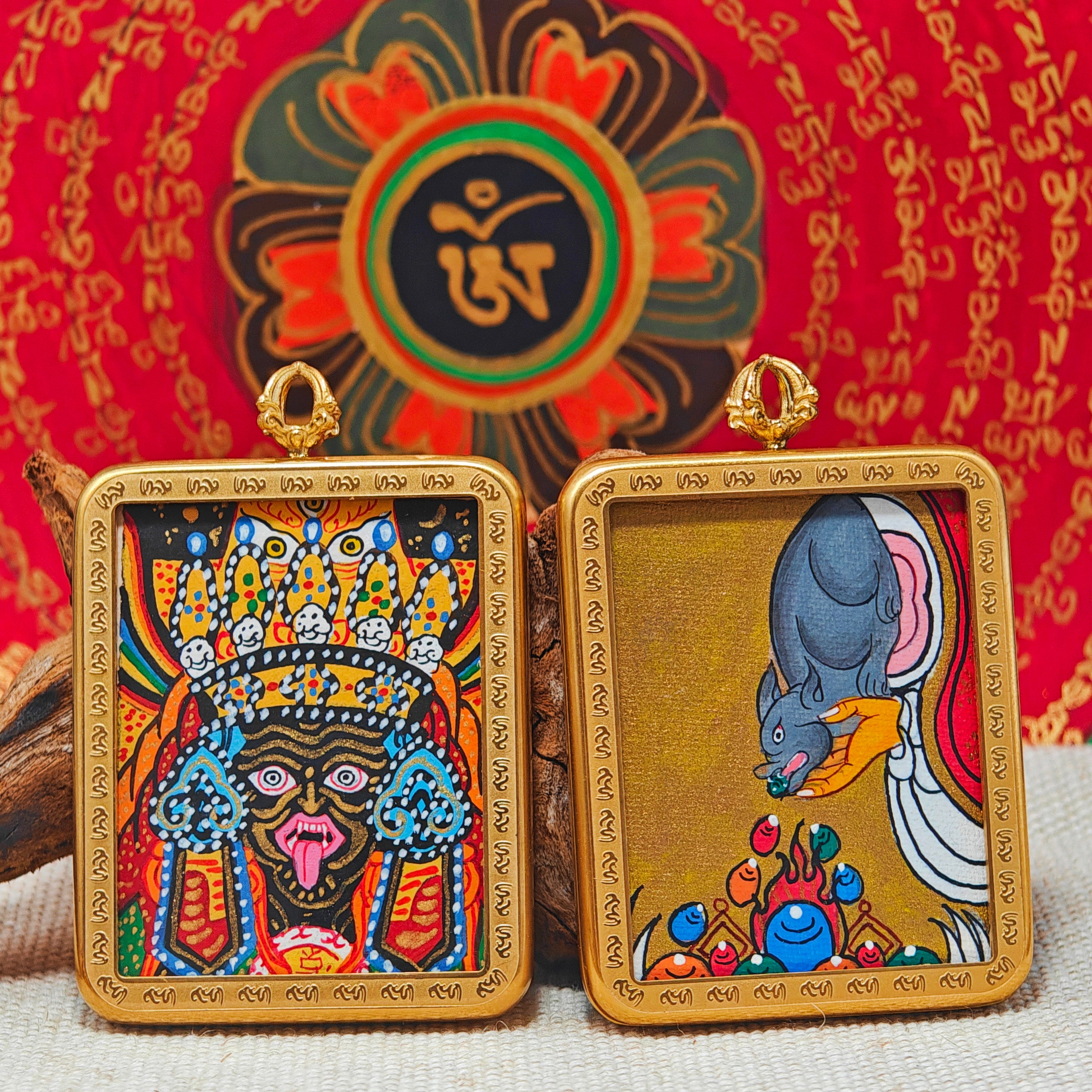 Thangka painting “Zakiram” pure hand-painted, double-sided color, ore pigments, symbolizing the bringing of wealth